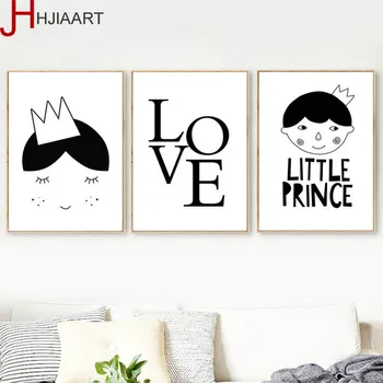 

Cartoon Posters Nordic Style Child Quotes No Frames Canvas Painting Wall Art Black White Poster Kids Room Decoration Art