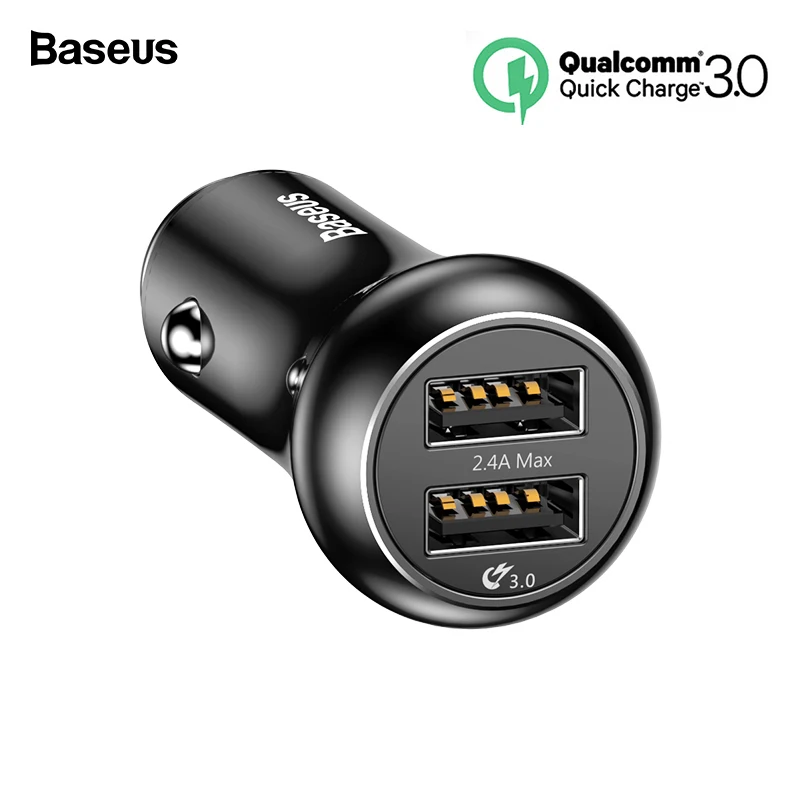 

Baseus Quick Charge 3.0 Car Charger Universal 2 Port QC3.0 Fast Charger Dual USB Car Mobile Phone Charger For iPhone X 8 Samsung