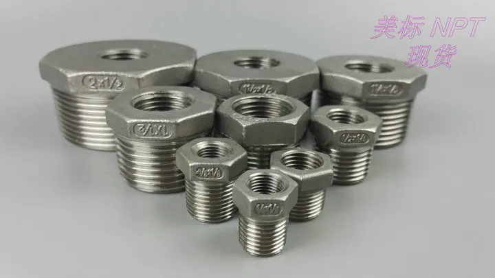 

5PCS 1/4" 3/8" 1/2" 3/4" 1" 1.25"2"Male NPTx 1/8" 1/4" 3/8" 1/2"3/4"1Female NPT 304 Stainless Steel Reducer Bushing Pipe Fitting
