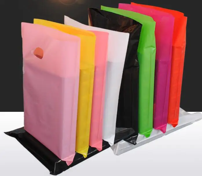 

Accept Customize the logo colorful Plastic Gift Bag Boutique Carrier Shopping Bags Jewelry Packaging Bags With Handle 50pcs/lot