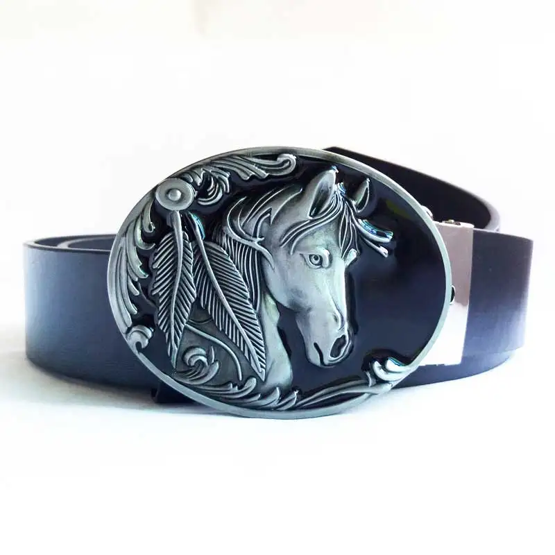 Tdisom Western Horse Head Belt Buckle Luxury Brand Designer New Men