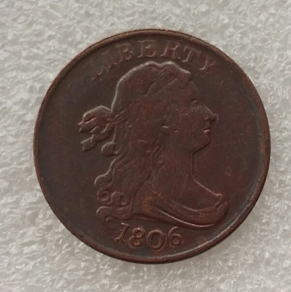 

US 1806 DRAPED BUST HALF CENTS 100% Copper Copy Coin