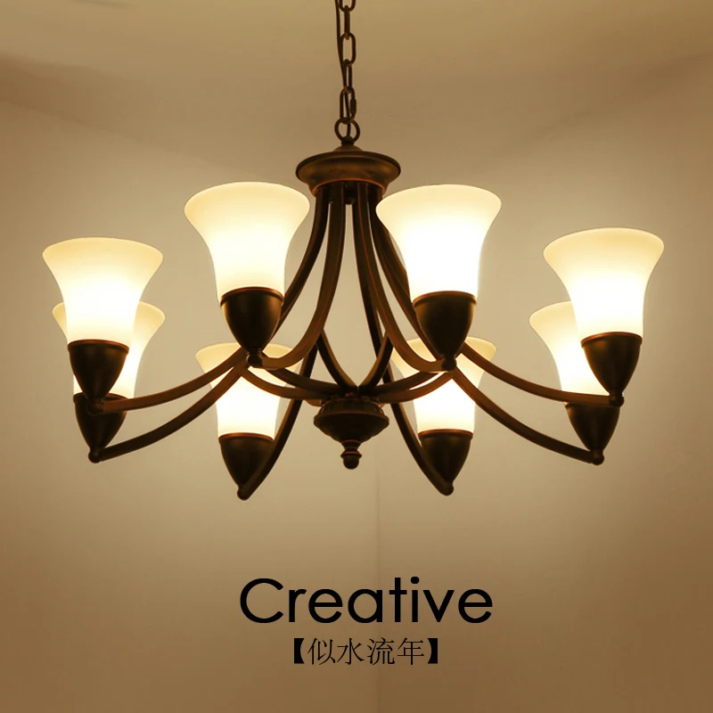 

North European and American style living room chandelier bedroom restaurant personality simple modern iron art 3 head 6 atmosphe