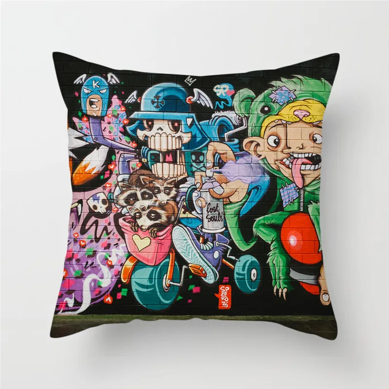 Fuwatacchi Чехлы для подушек с рисунком граффити, крутые чехлы для мальчиков и подушка для девочек, чехлы для дивана, автомобильного стула, домашний декор, наволочки с буквами - Цвет: PC07778