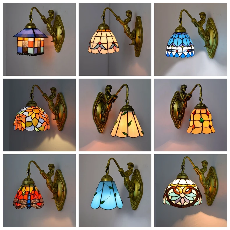 

Modern Mediterranean Wall Lamp 110V 220V Eight Choice LED Wall Lamp Aisle Staircase Retro Wall Lamp sconce bracket light