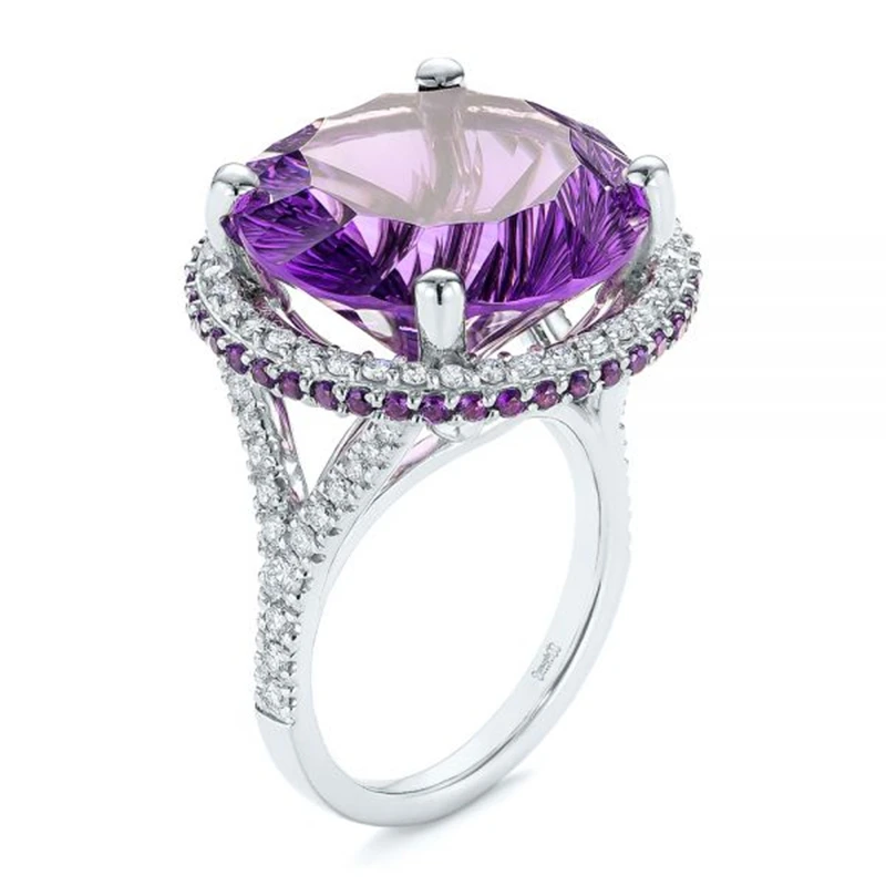 Purple Stone Ring Big Wedding Rings for Women Jewelry