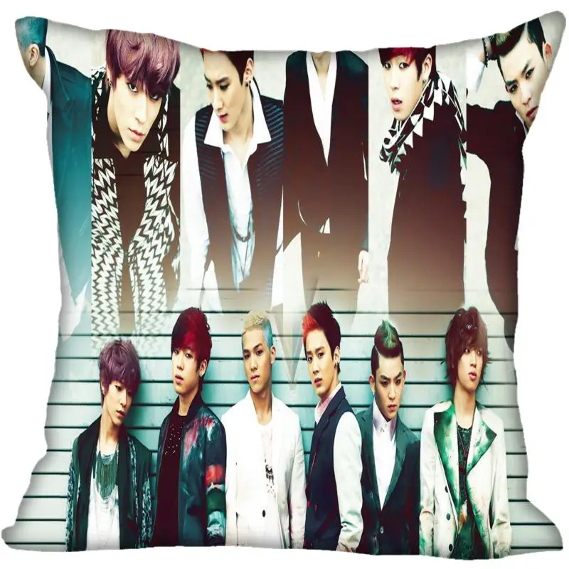 

New Custom Kpop Teen Top Pillowcases Printed Square Silk Pillowcase Home Decorative zipper Satin Pillowcases (One Side)