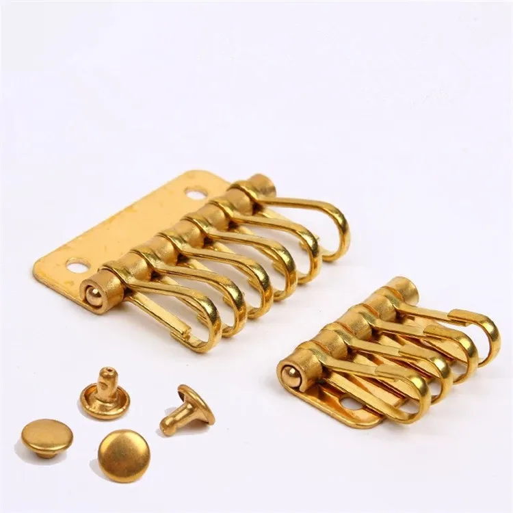 3pcs brass 6 hooks patchwork key ring holders buckle for wallet bag
