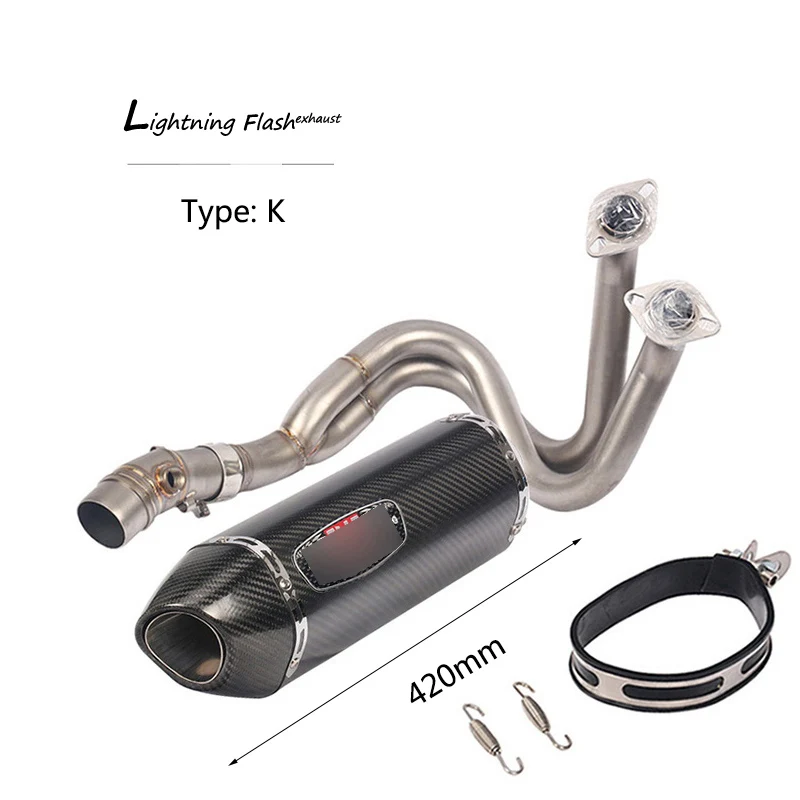 For- Kawasaki Z650 Ninja 650 Exhaust System Motorcycle Header Mid Link Pipe Slip On 51 mm Escape Exhaust Pipe - Цвет: K