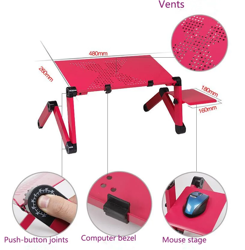 Adjustable Portable Laptop Table Stand Lap Sofa Bed Tray Computer Notebook Desk bed table Folding Aluminum Office Desk
