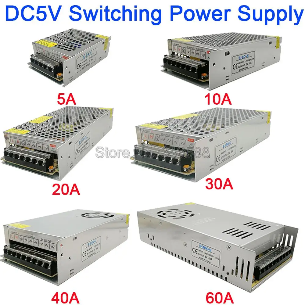 5V Regulated Switching Power Supply 5A 10A 20A 30A 40A 60A AC110V / 220V to DC5V Power Supply Unit 5 Volt Power Driver-0