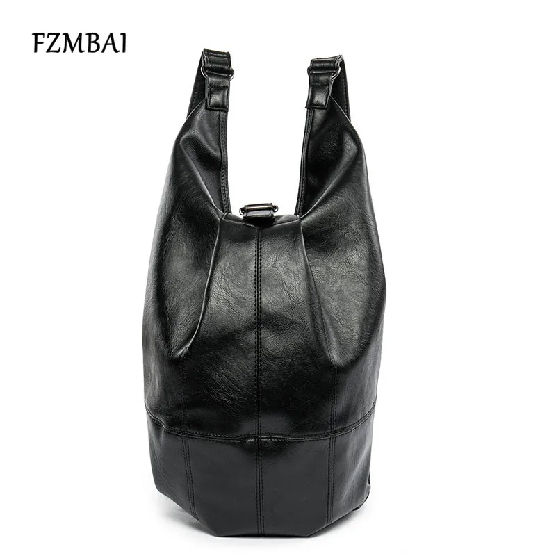 Большой Ёмкость пельмени Форма Для мужчин сумка из черной мягкой кожи простые Водонепроницаемый путешествия рюкзак