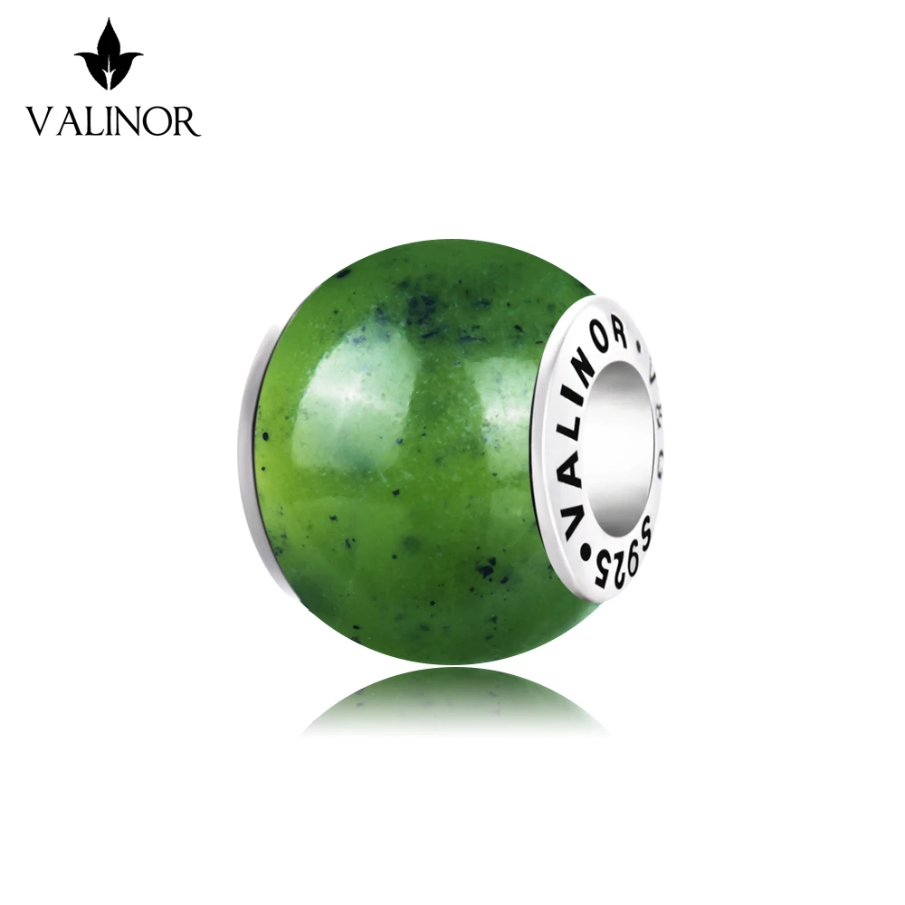 Канадский зеленый камень 925 Серебряные бисерные Подвески подходят браслеты и браслеты TRBS009