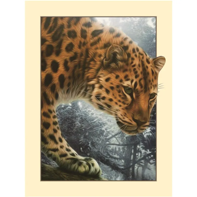 

Round Drill Diamond Painting Cross Stitch 5D Animal Leopard Crafts Gift Diamond Embroidery Hand Pasted Home Decor Sticker