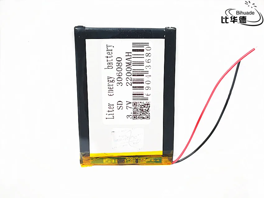 

Polymer lithium battery 306080 2200 mah PDA smart tablet computer 3.7 v Rechargeable Battery For MP5 GPS DVD Camera Speaker