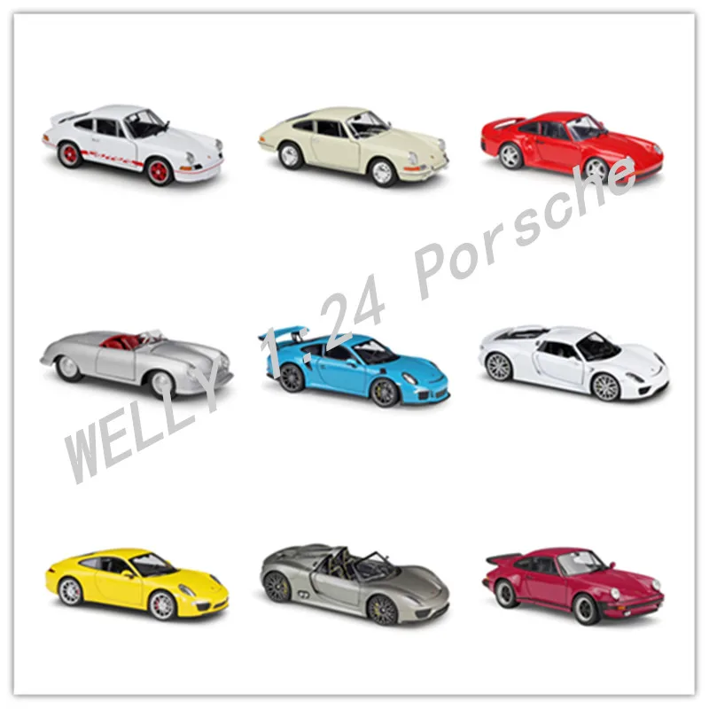 Модель литая автомобиля Welly в масштабе 1:24 классический Porsche 911/918/356/959 спортивный