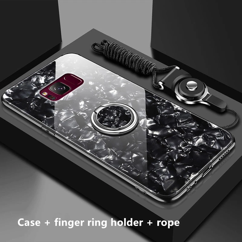 Black Для samsung Galaxy S8 S9 S10 Plus Note 8 9 мраморный узор чехол из закаленного стекла для телефона для samsung Galaxy S10e S10 Lite чехол Funda - Цвет: Black