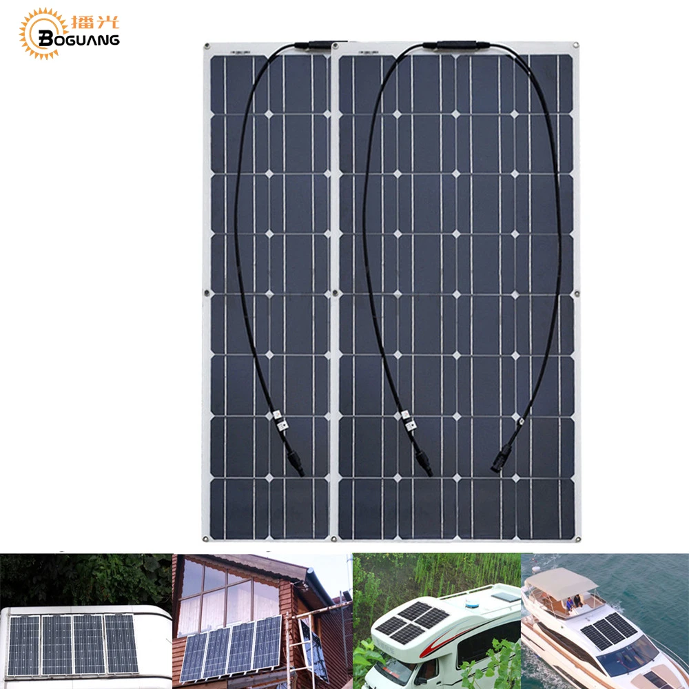 

2pcs 100w 200 watt Solar Module charger solar Panel 12v or 24 Volt Solar cell china flexible Solpanel battery/yacht/RV/car/boat