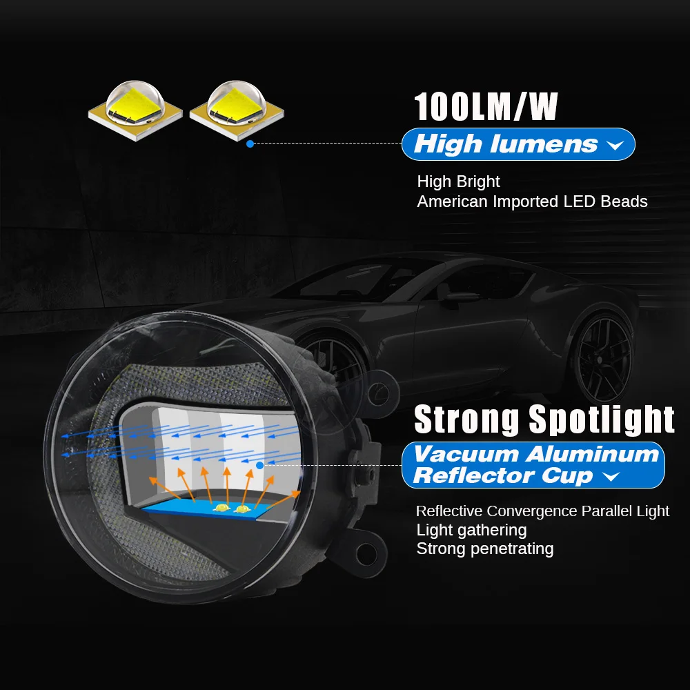 Buildreamen2 для Subaru Levorg- Автомобильный светодиодный проектор туман светильник+ DRL дневная ходовая лампа белый 90 мм Круглый 12V