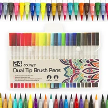 Профессиональная ручка с двумя головками, 24 цвета, водостойкая ручка для рисования, рисования, набросков и многого другого