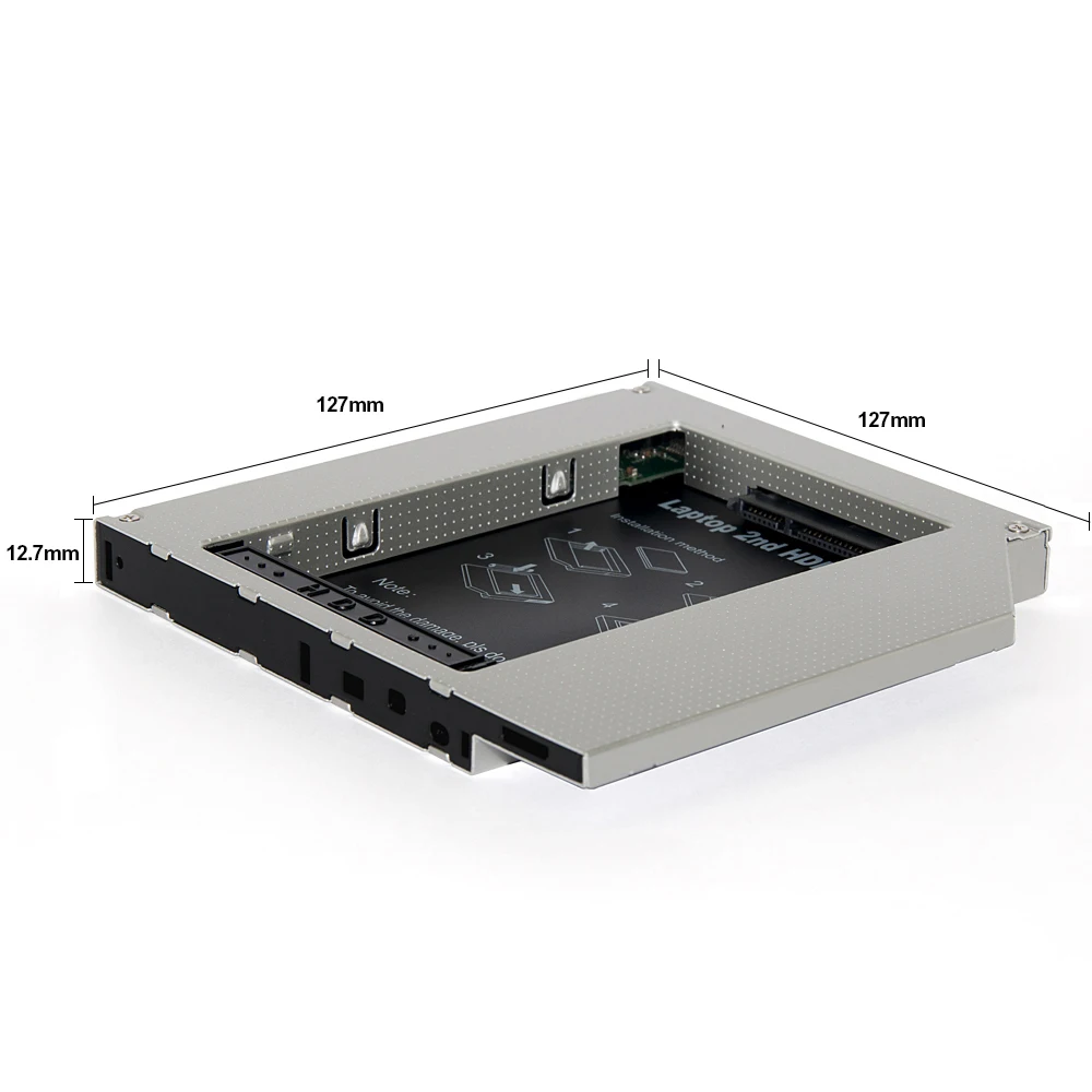 Sunvalley 12,7 мм Универсальный алюминиевый сплав 2nd HDD Caddy IDE to SATA 2," HDD SSD чехол DVD/CD-ROM Оптический отсек для ноутбука