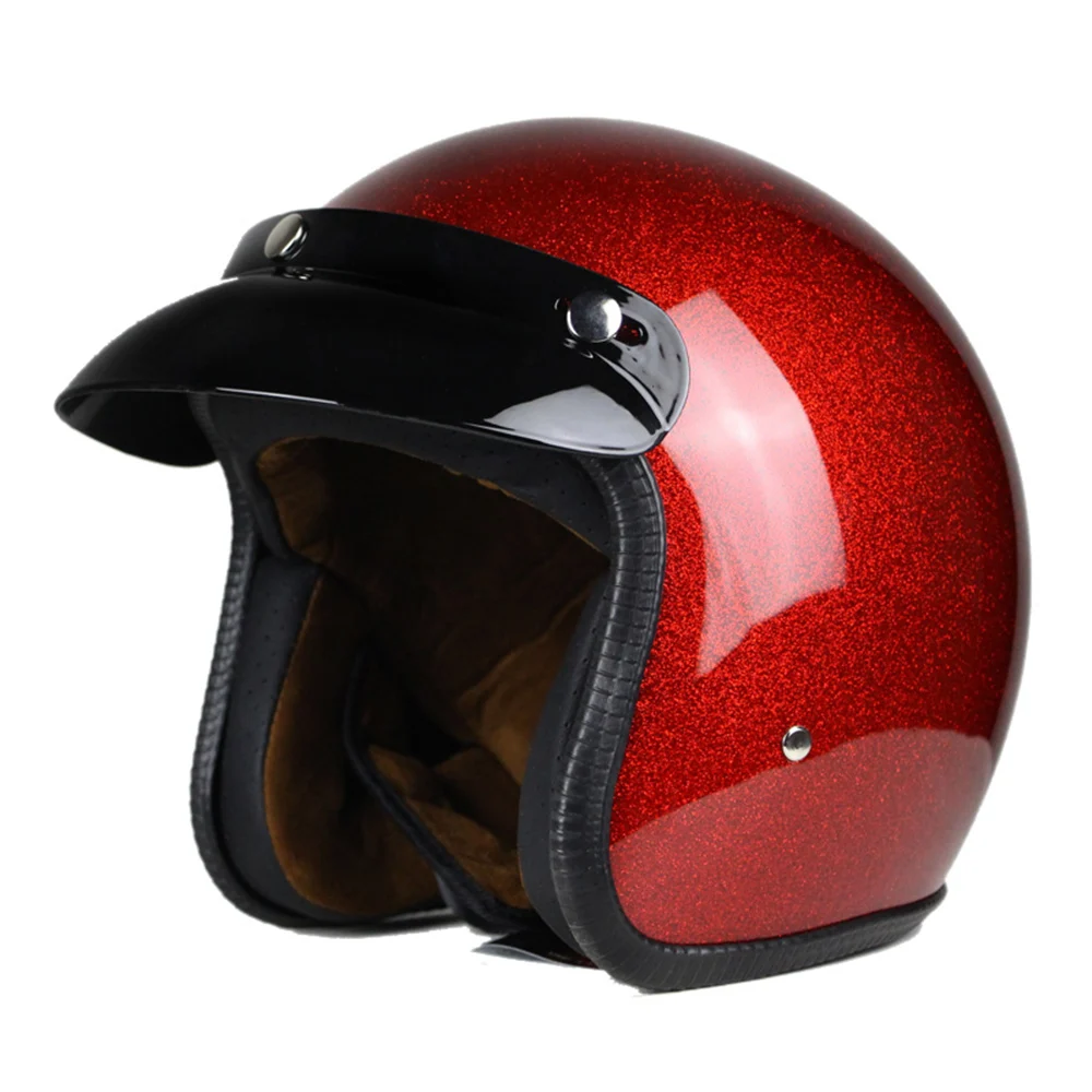 Moto rcycle шлем для мужчин casco moto Ретро Винтаж круизер чоппер Скутер Кафе Racer Cascos moto шлем 3/4 открытый шлем - Цвет: Bright Red