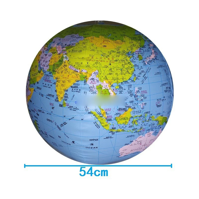 세계 지구 팽창식 지구본 지도 볼, 지리 학습 교육 바다 비치 볼, 어린이 지리 교육 용품, 54cm