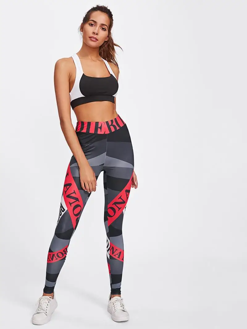 Печатные спортивные Леггинсы для фитнеса Для женщин тренировочные брюки для бега пуш-ап бедра Йога брюки спортивная одежда спортивные колготки для бега Femme