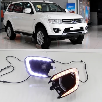 

CSCSNL 1 Set For Mitsubishi Pajero Sport 2013 2014 2015 Gloss style 12V Car DRL Daytime Running Lights With Turn Signal Yellow