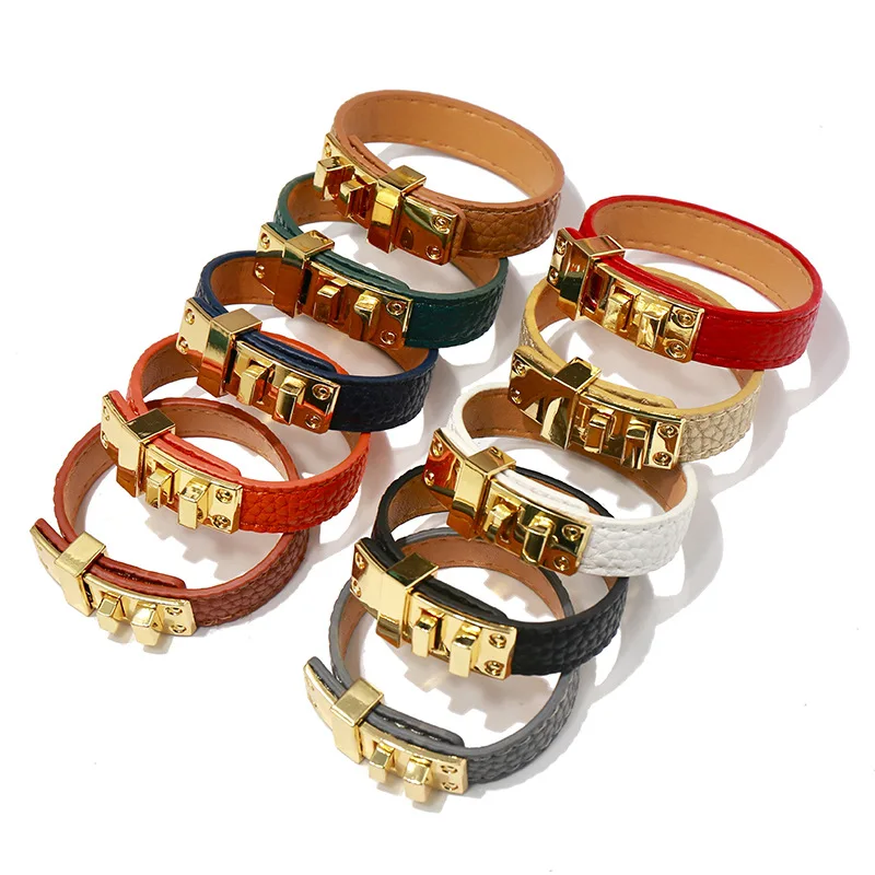 

Punk Style PU leather Bracelets & Bangles for Women Men Cuff Bracelet Statement Jewelry Pulseiras Feminina
