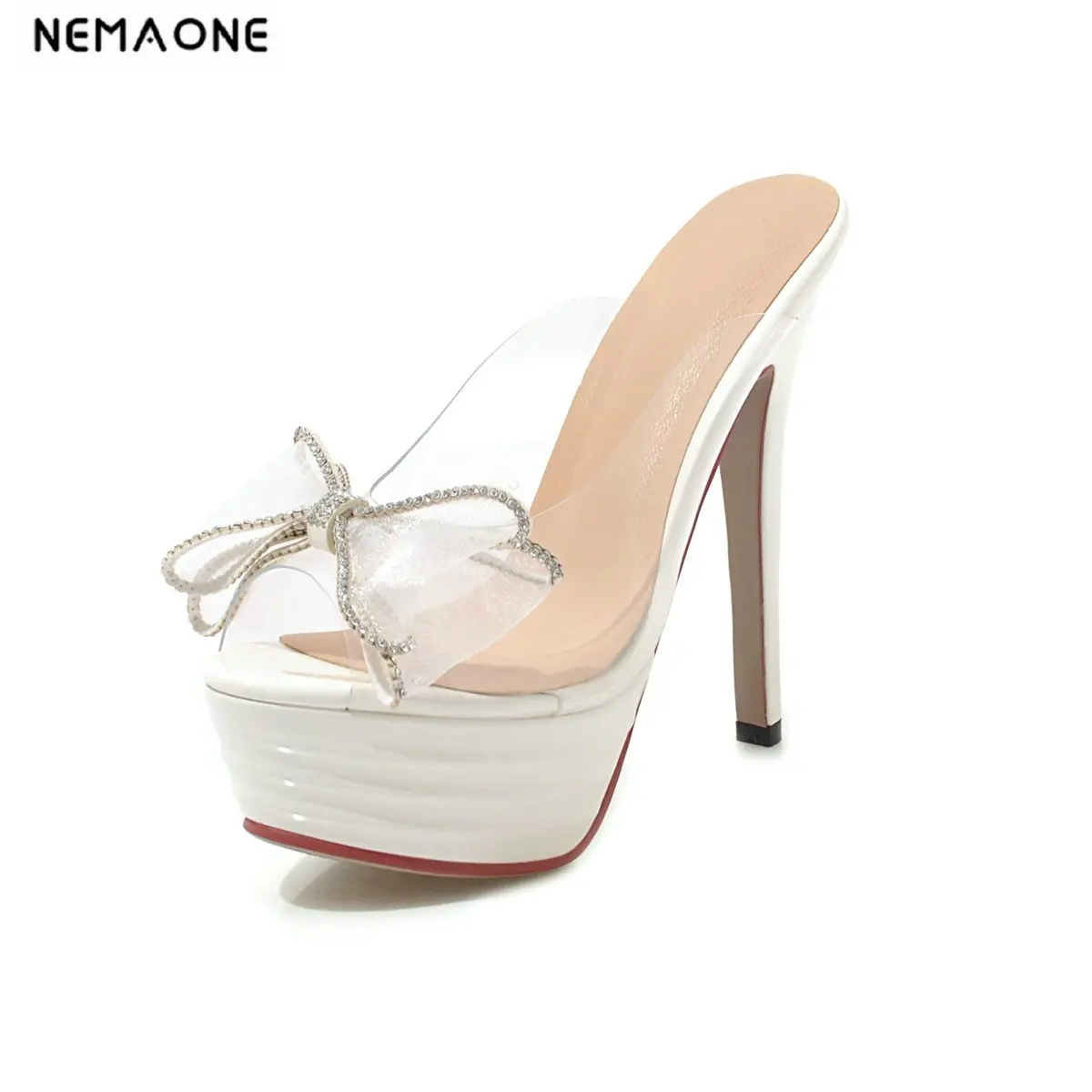 

NEMAONE slippers Women Platform Model T stage Shows Sexy High-heeled Shoes High Transparent Waterproof Sandals size 34-43