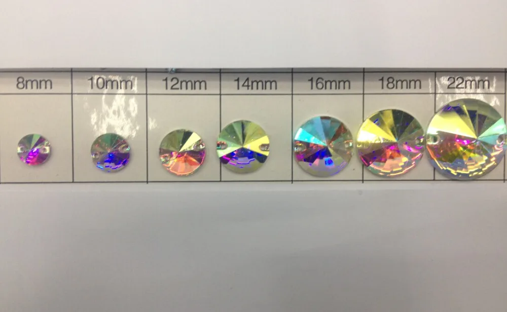 

Free shipping~! 50~100pcs/Lot,8mm~22mm steeple Round shape crystal AB color Flat Back Sew On Resin stones .