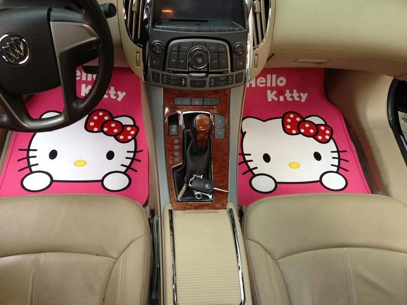 Брендовые модные милые латексные универсальные автомобильные коврики Hello kitty, подходят для всей модели автомобиля