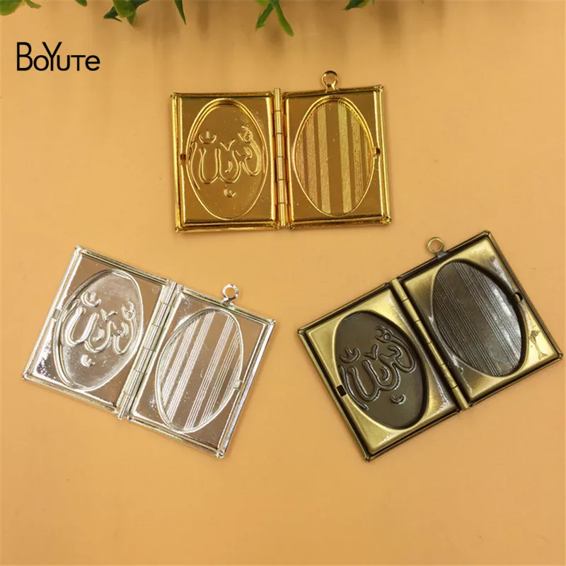 BoYuTe 5Pcs 27355MM Metal Brass Floating Book Locket Pendant Open Photo Locket Pendant Vintage (4)