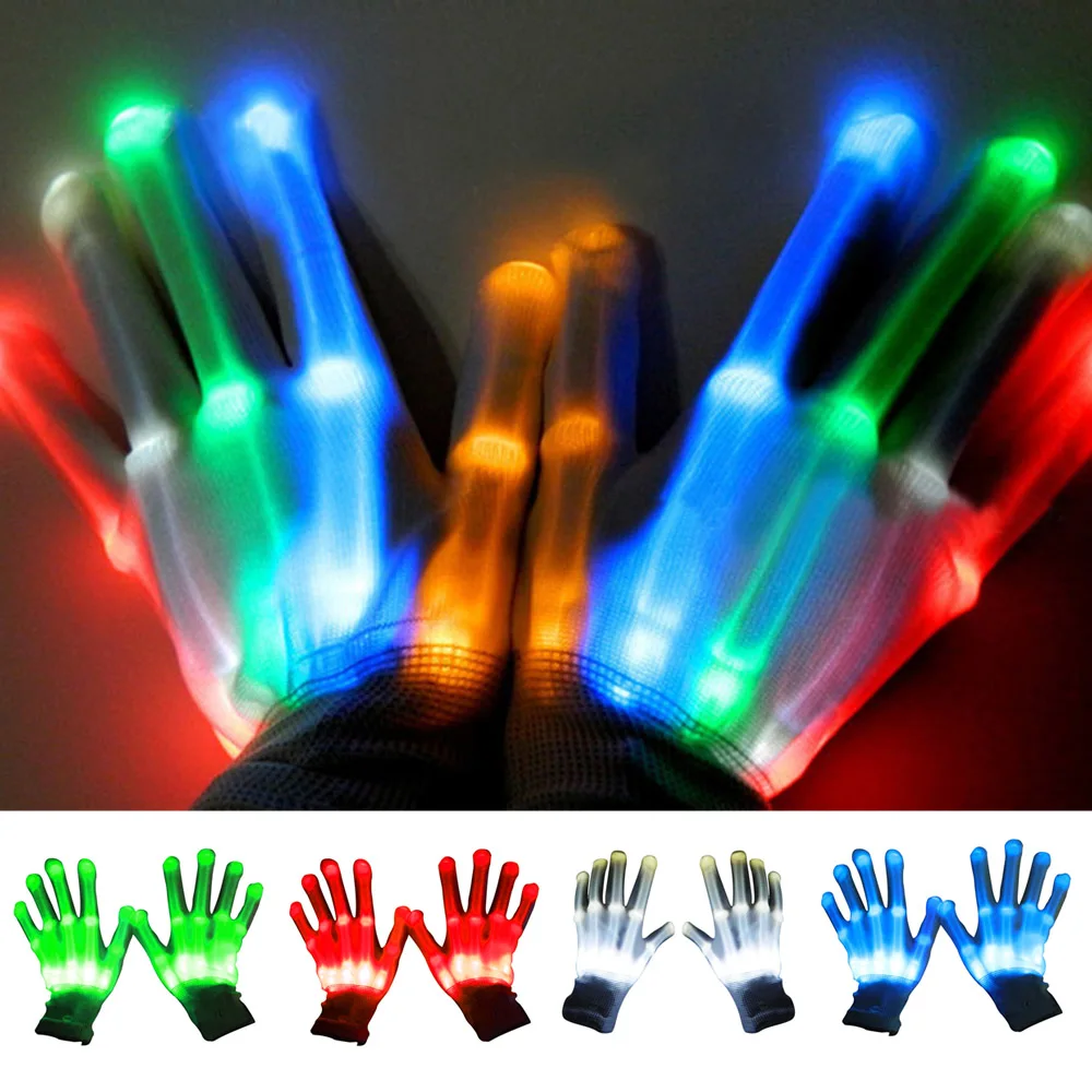 Colorful LED Gloves Flashing Cotton Hand Finger Gloves Glowing Luminous