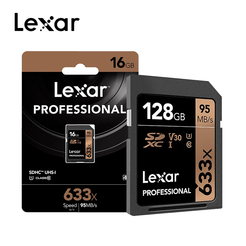 Lexar 633x32 Гб U1 SDHC 64 Гб 128 ГБ 256 ГБ 512 ГБ U3 sd-карта SDXC профессиональная карта памяти 95 м/с для камеры 1080p 4K