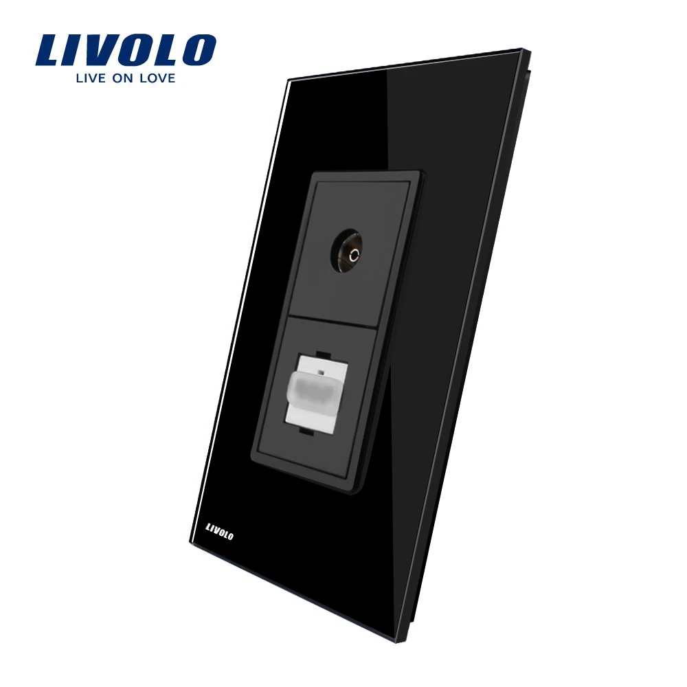 Livolo Новый стандарт США/Австралии роскошный ТВ и HDMI розетка с белым жемчугом