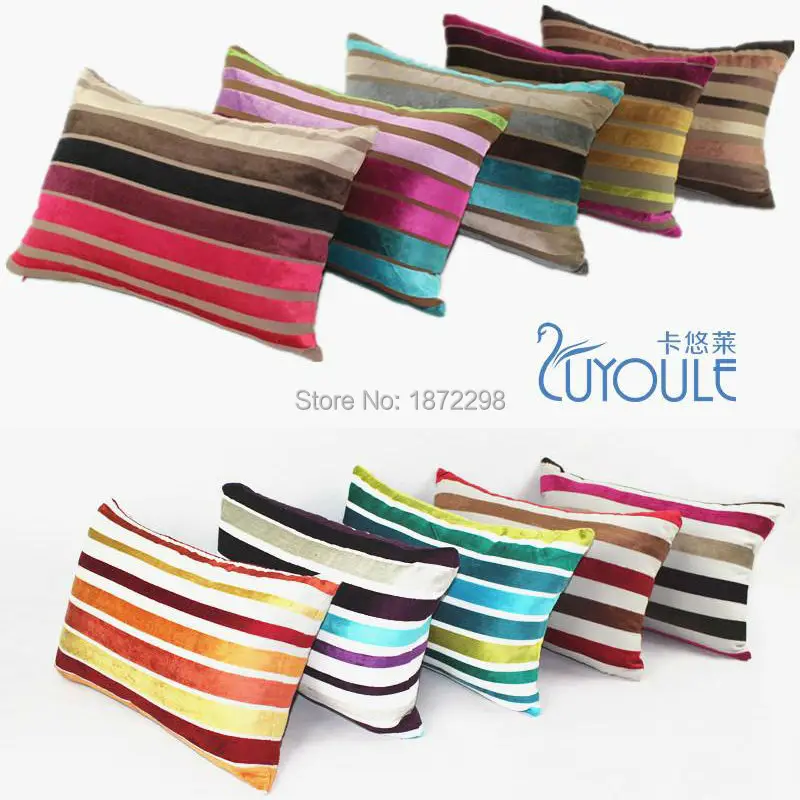 

Free Shipping Custom 30x45cm 35x50cm 40x60cm 55x55cm Cotton/Rayon Yarn Dyed Stripe Plain Velvet Cushion Cover HT-CRVYDC-L