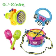 5 шт./компл. дети Игрушечные лошадки roll Барабаны Музыкальные инструменты Группа Комплект Детская музыкальные игрушки подарочный набор