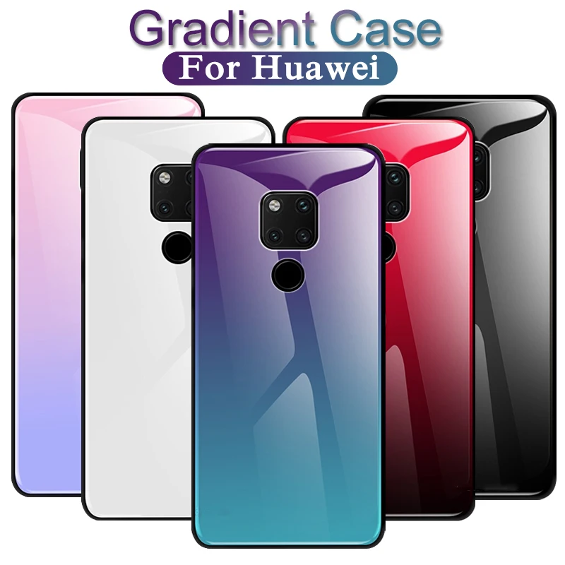 

Gradient Case on for huawei mate 20 lite pro X huawey huwai mate20 light protective cover tempered glass conque fundas bumper
