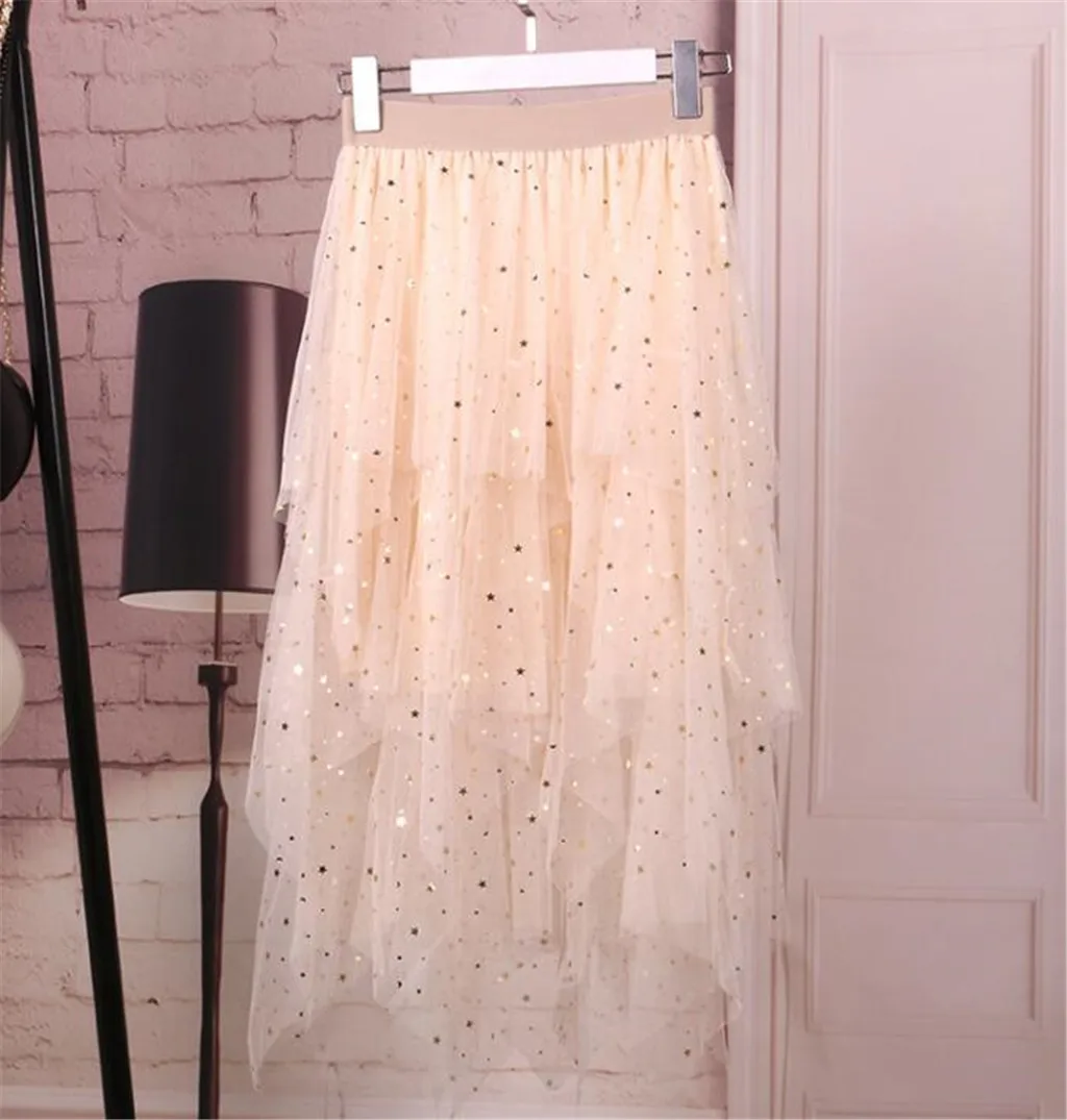 Популярная женская плиссированная юбка с высокой талией, блестящая женская фатиновая юбка, faldas largas mujer, новая мода, юбки для женщин и девушек