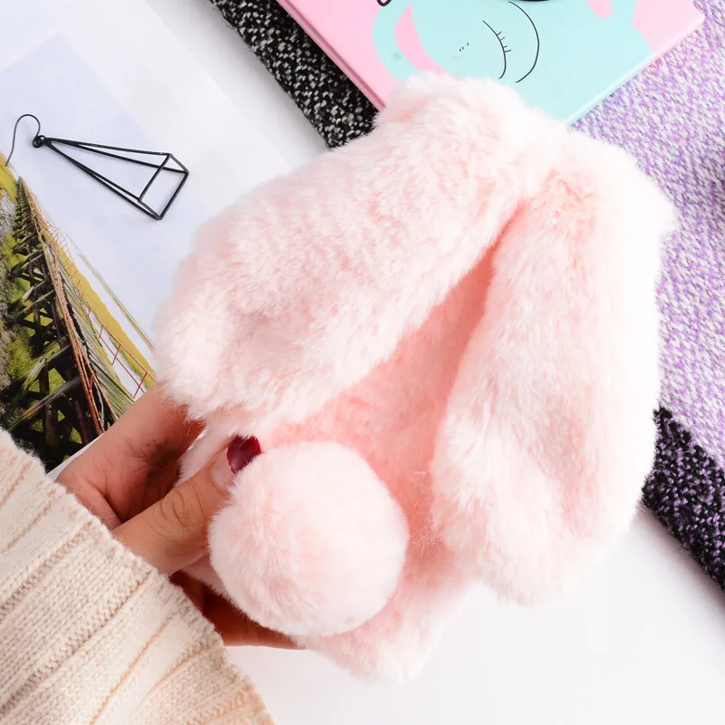 Rabbit Warm fur hair Phone Cases For Samsung Galaxy A51 A71 A10 A20 S11 A30 A40 A50 A70 J6 J4 PLUS 2018 S8 S9 cover Capa |
