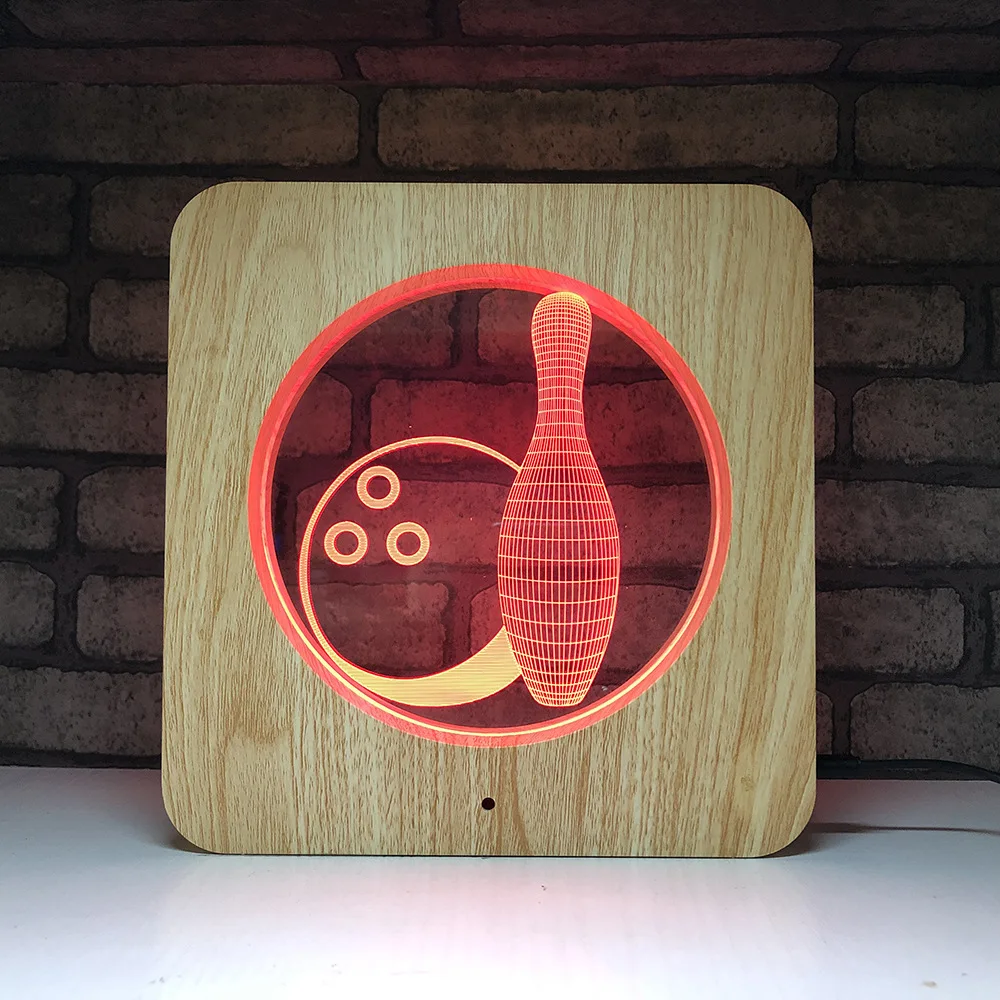 

Valentine's Day new strange LED electronic products 3d 7 color night light plug-in USB touch stereoscopic light wood grain bowli