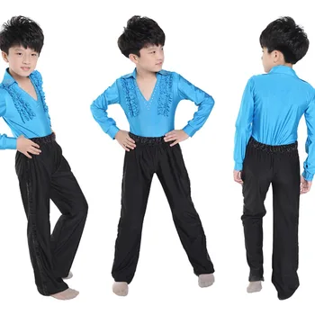 

Boy Ballroom Costume Sets Children Shirt Pants Suit Rumba Samba Dancewear
