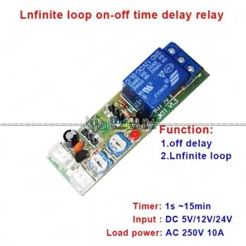 

JK11 DC 5V 12V 24V Infinite Cycle Delay Timing Timer Relay ON OFF Switch Module Time control Delay Adjustable
