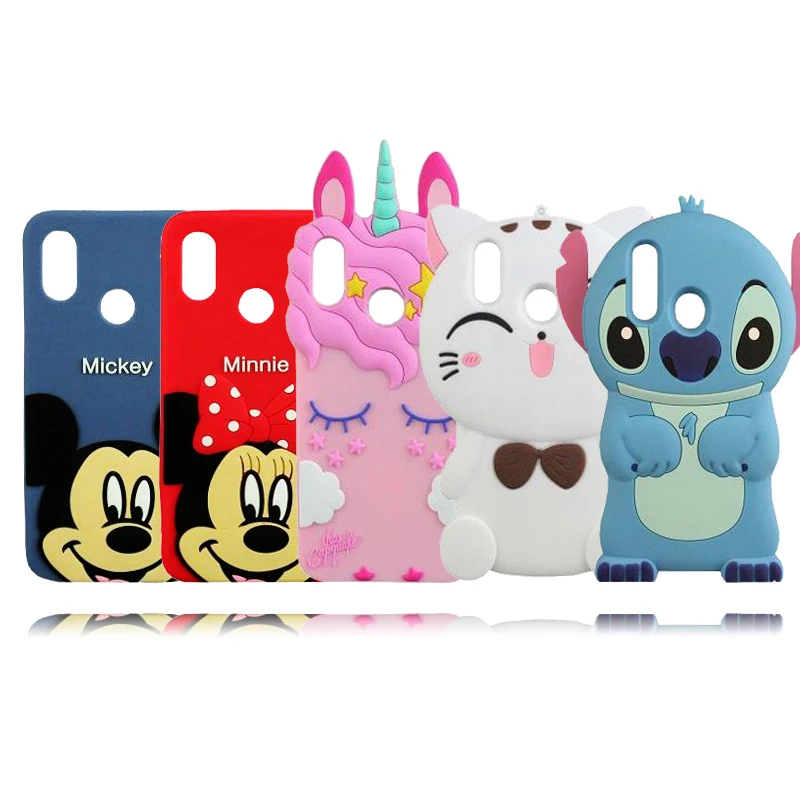 

Cartoon P20 Lite Case 3D Unicorn Cat Mickey Minnie Stitch Silicone Mobile Phone Cases Cover For Huawei P20 Lite