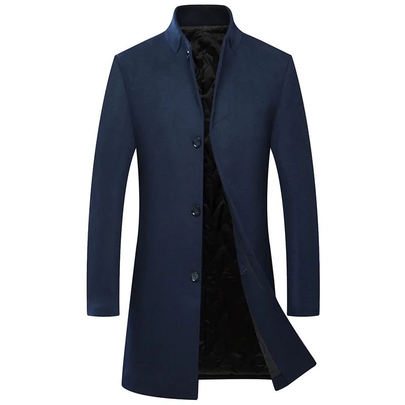 Cashmere Winter Jacket Men Warm Male Merino Wool Coat Mandarin Collar