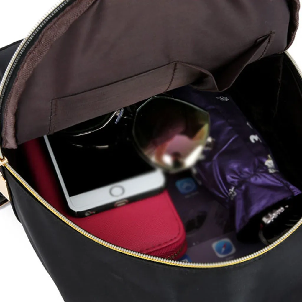 Women's Solid Color Backpack Multi-Function Shoulder Bag Casual Backpack Oxford Material Zipper Decoration Feminina Backpack#vk