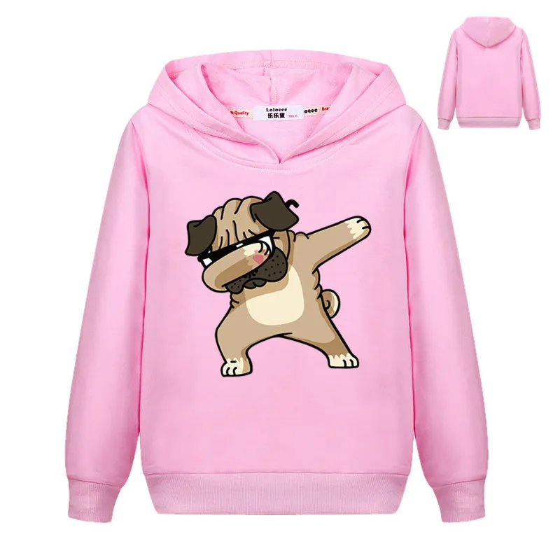 Dabbing Animals Sweatshirt Emoji Dog Printed Kids Tops For Boys Girls Pullover Enjoy Pugs Hoodies Hip Hop Basic Coat 2019 Spring