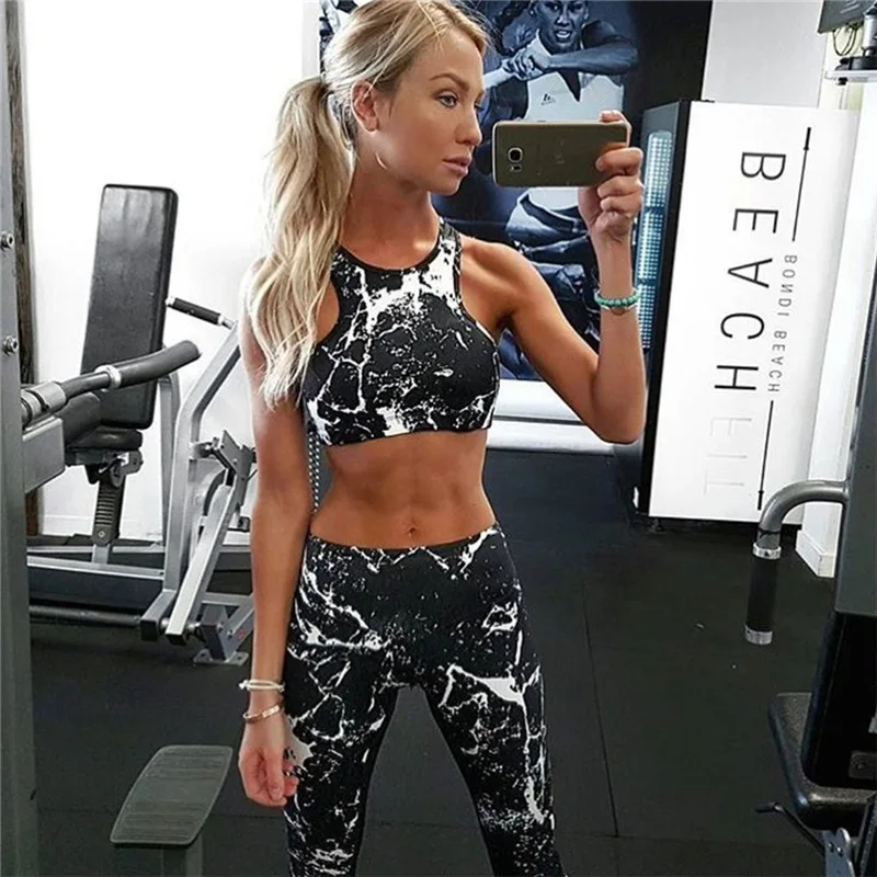 Женская спортивная одежда комплект для йоги костюм для фитнеса с цветочным принтом спортивные костюмы для йоги для занятий йогой, тренировочный костюм